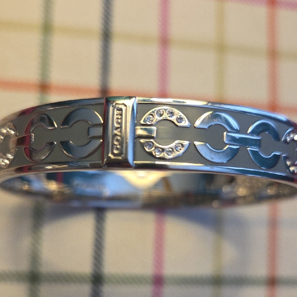 Coach Silver Tone Bracelet with Op Art Logo Design - Picture 2 of 12